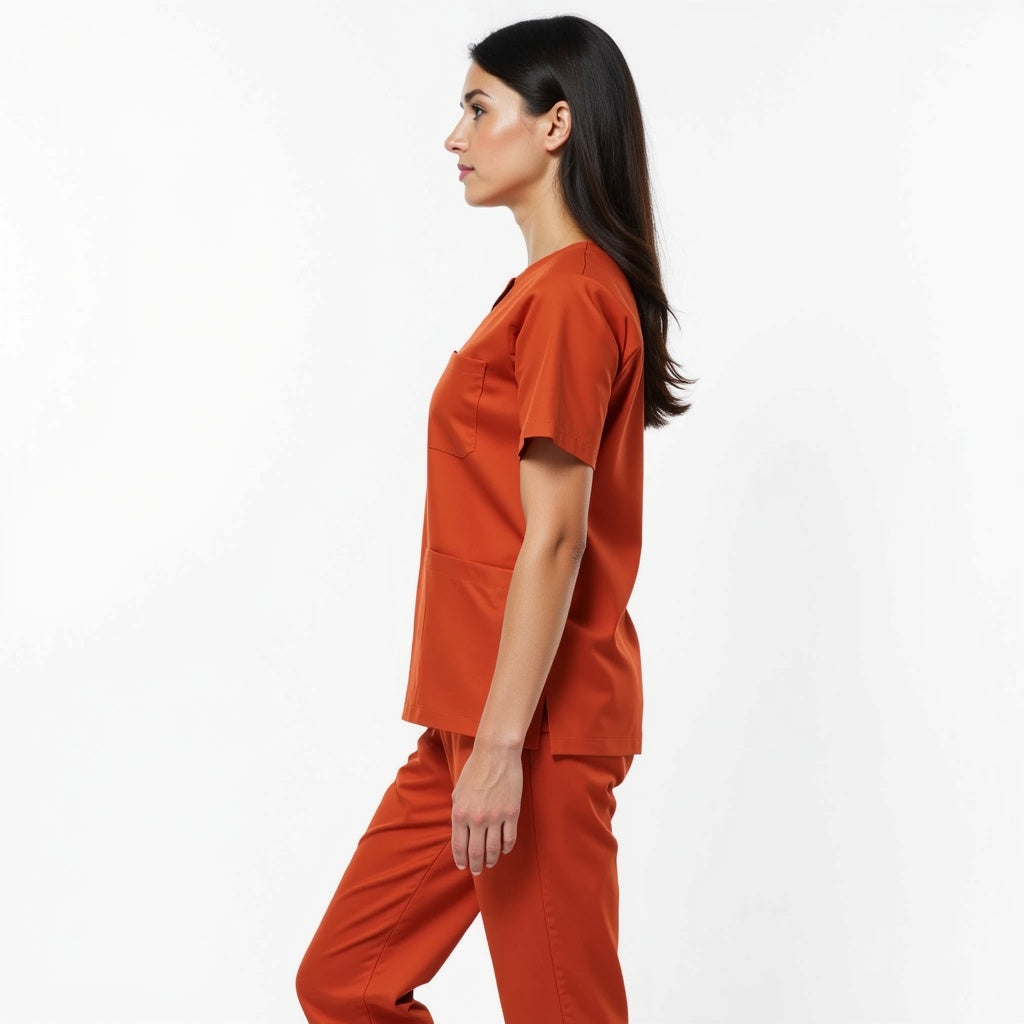 Surgical Scrub Top - Rust Orange