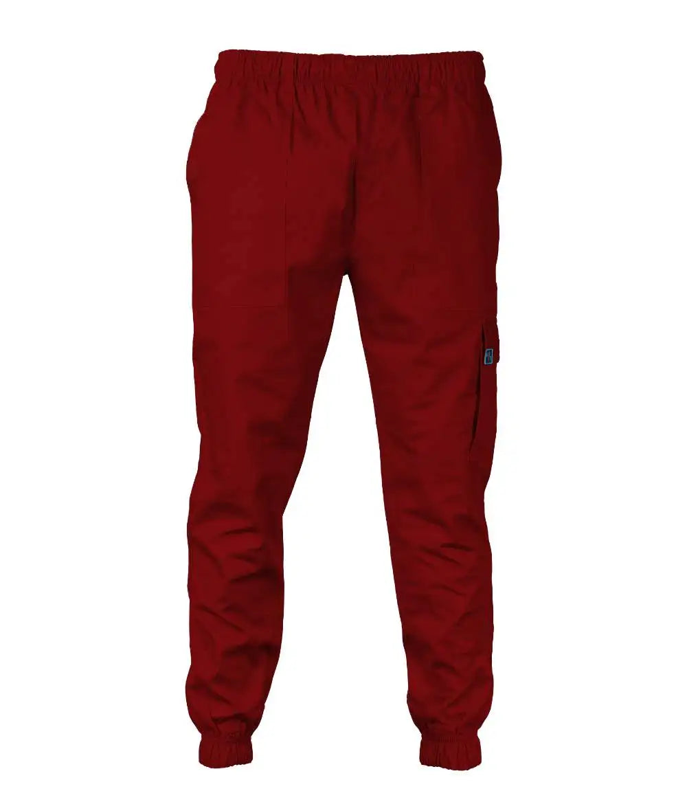 Cuffed Zip Scrub Pants - Red