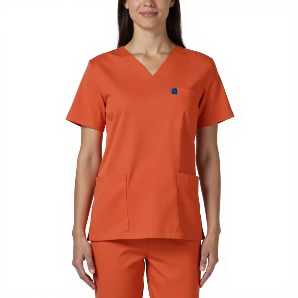 Surgical Scrub Top - Rust Orange