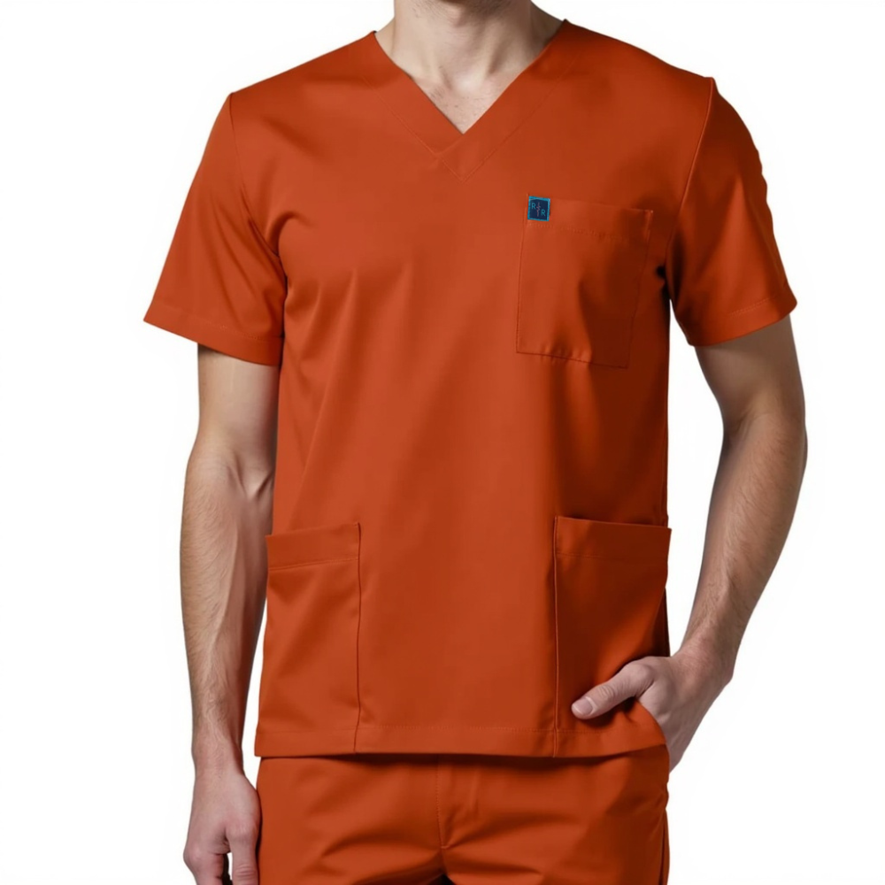 Surgical Scrub Top - Rust Orange