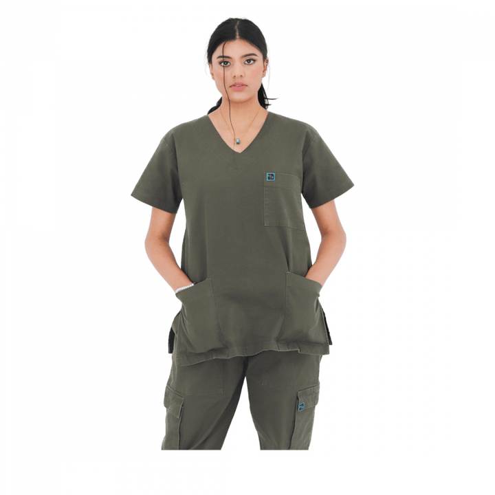 Olive Surgical Scrubs Set (Medium Weight)