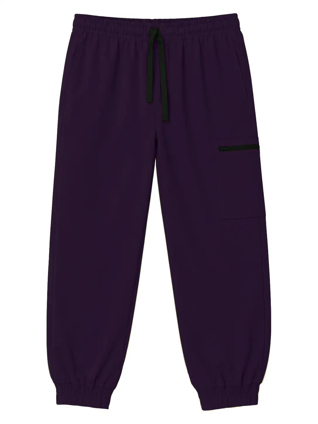 Cuffed Zip Scrub Pants - Grape