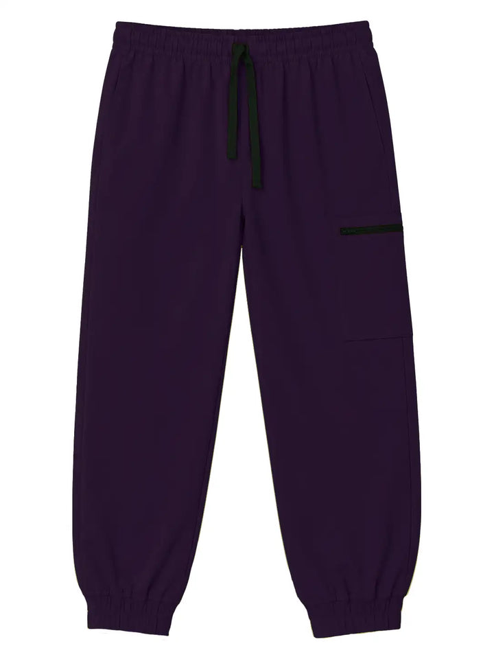 Cuffed Zip Scrub Pants - Grape