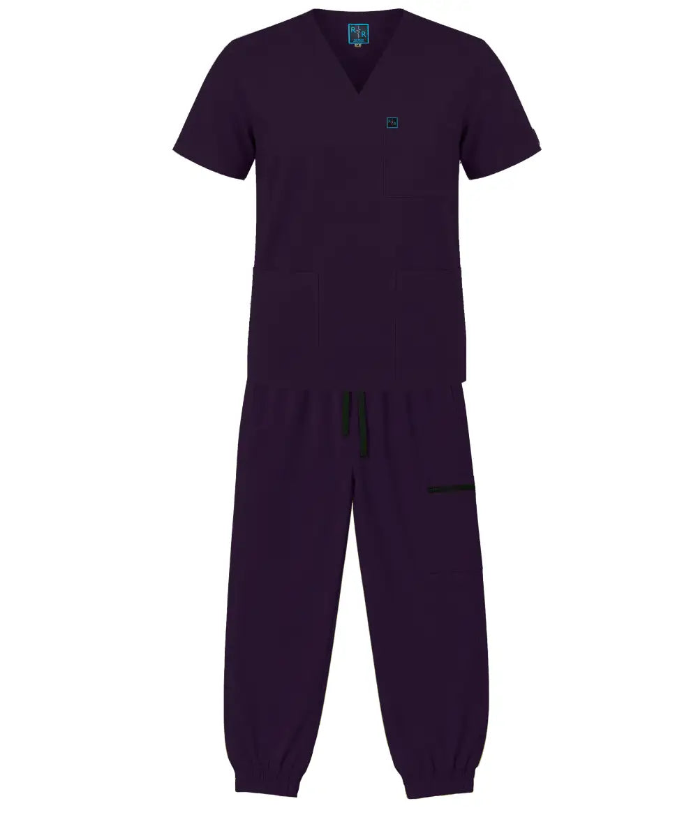 Cuffed Zip Scrub Set - Grape
