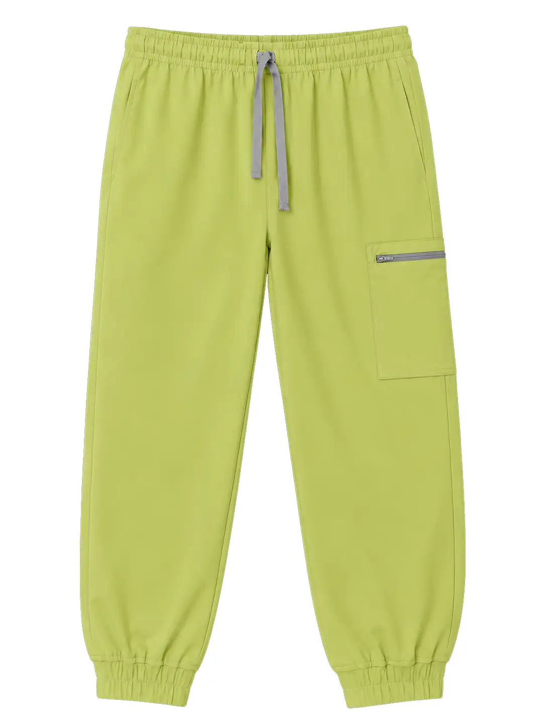 Cuffed Zip Scrub Pants - Lime Green