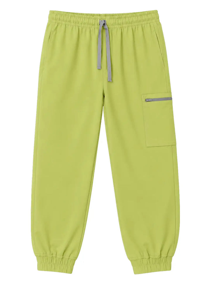Cuffed Zip Scrub Pants - Lime Green