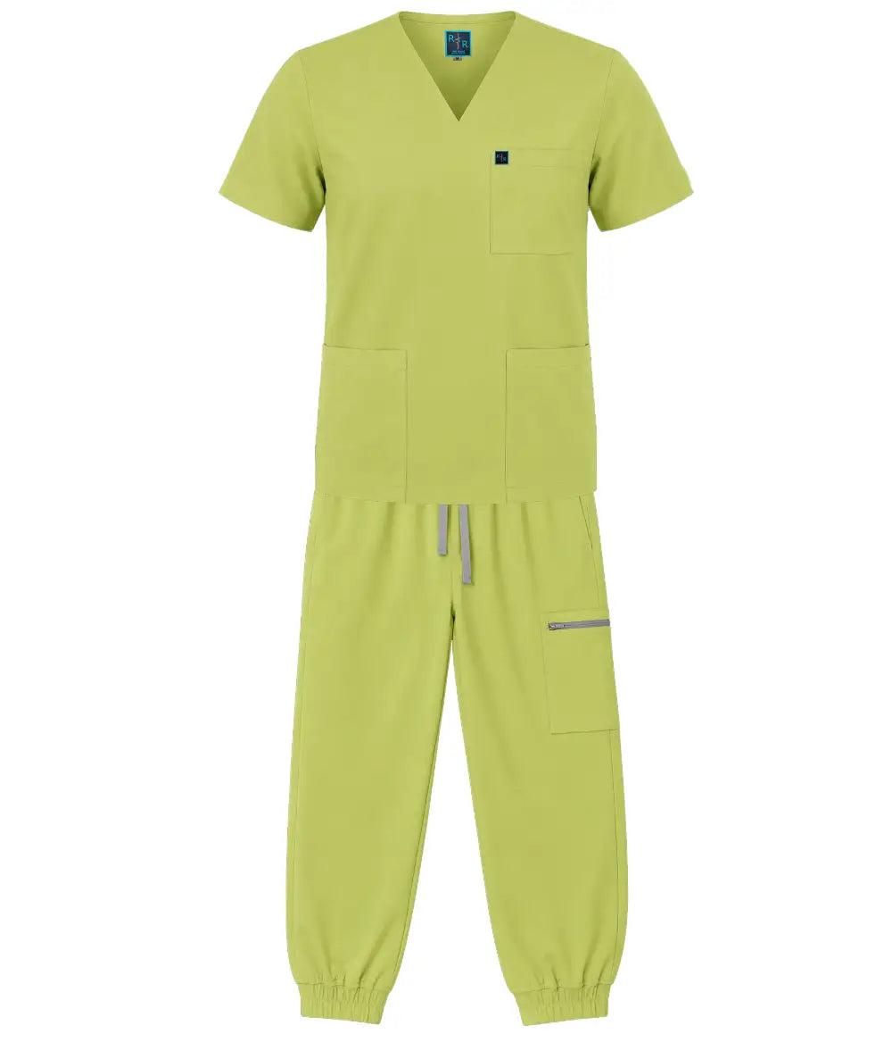 Cuffed Zip Scrub Set - Lime Green