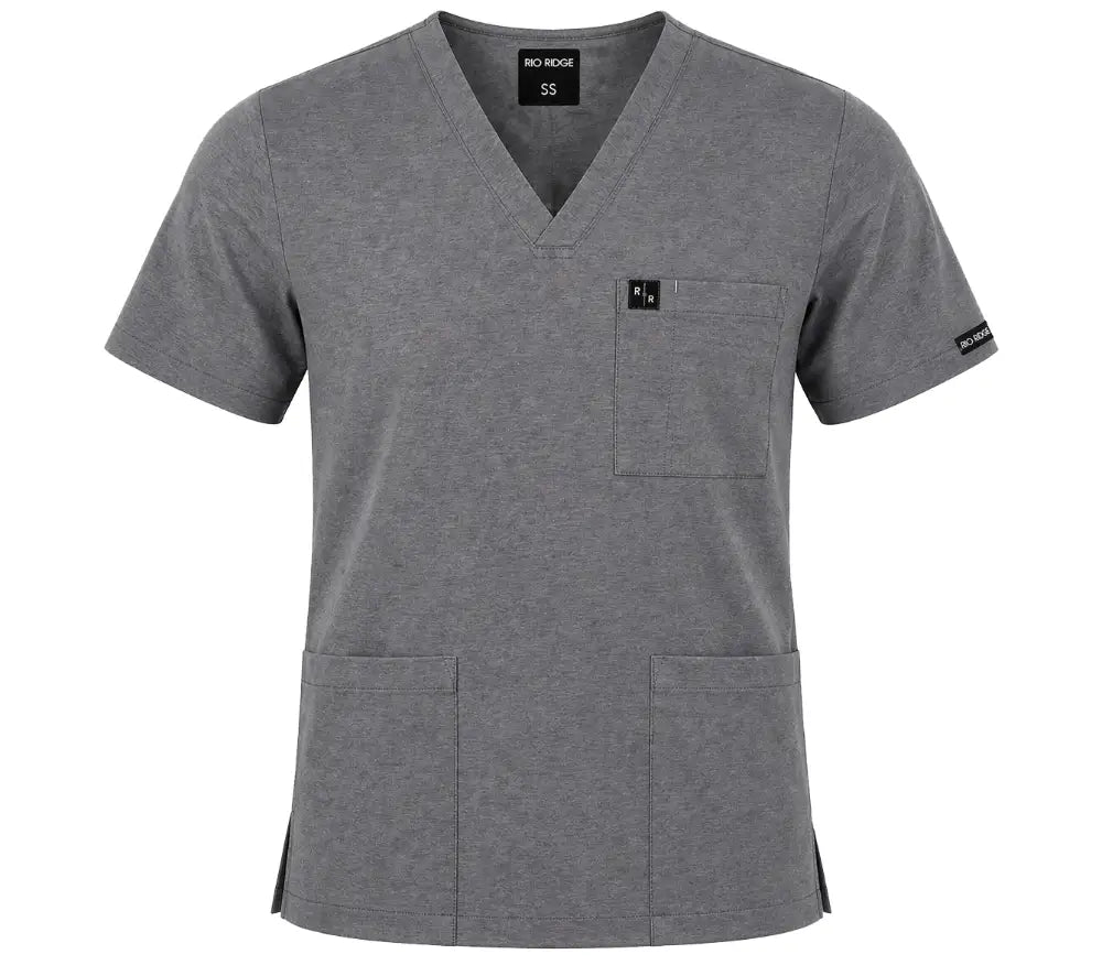 Mens Basic Scrub Top - Melange Grey