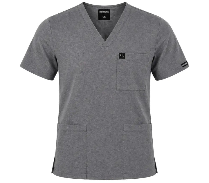 Mens Basic Scrub Top - Melange Grey