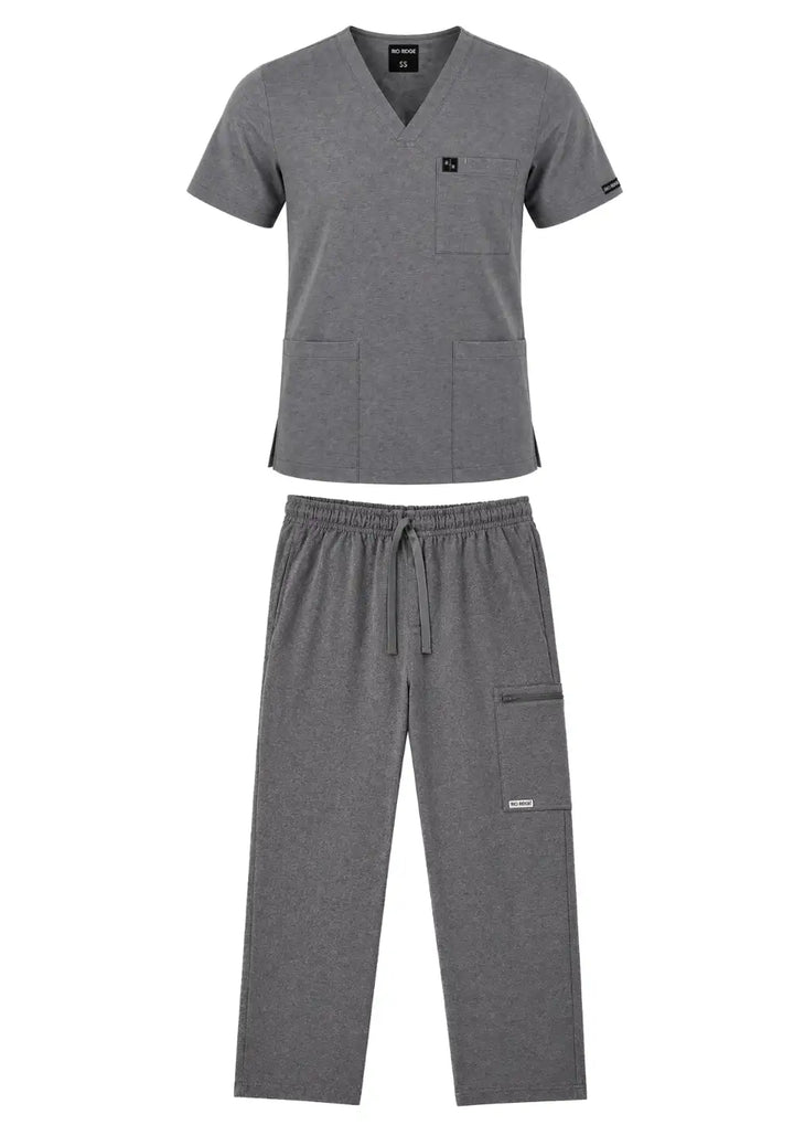 Mens Melange Grey  Scrub Set