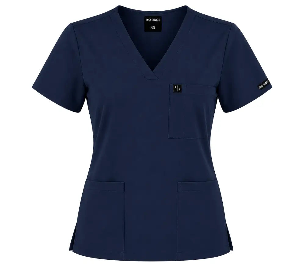 Ladies Basic Scrub Top - Navy