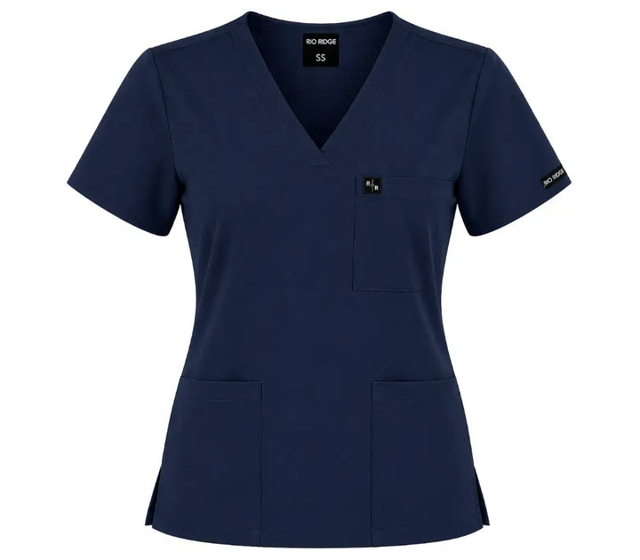 Ladies Basic Scrub Top - Navy