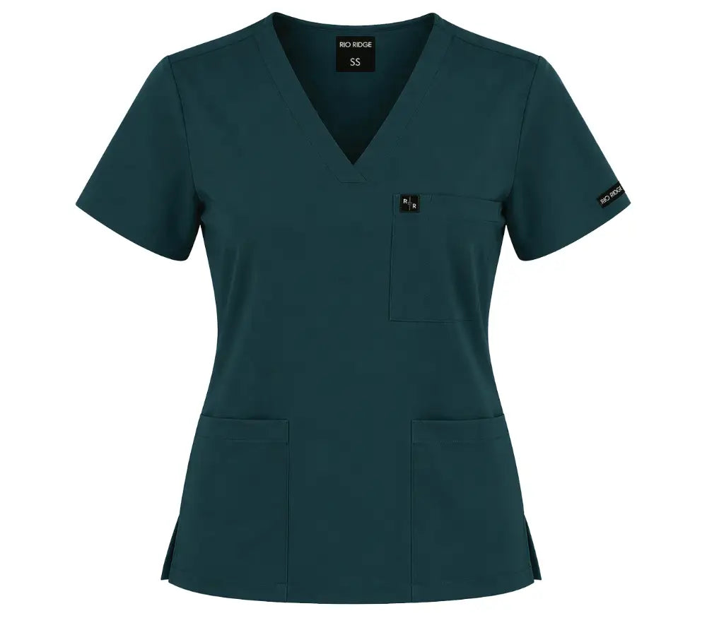 Ladies Basic Scrub Top - Petrol