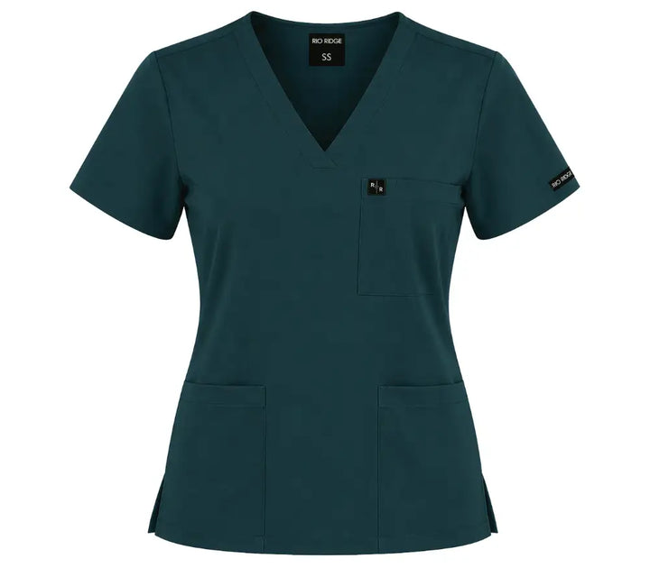 Ladies Basic Scrub Top - Petrol