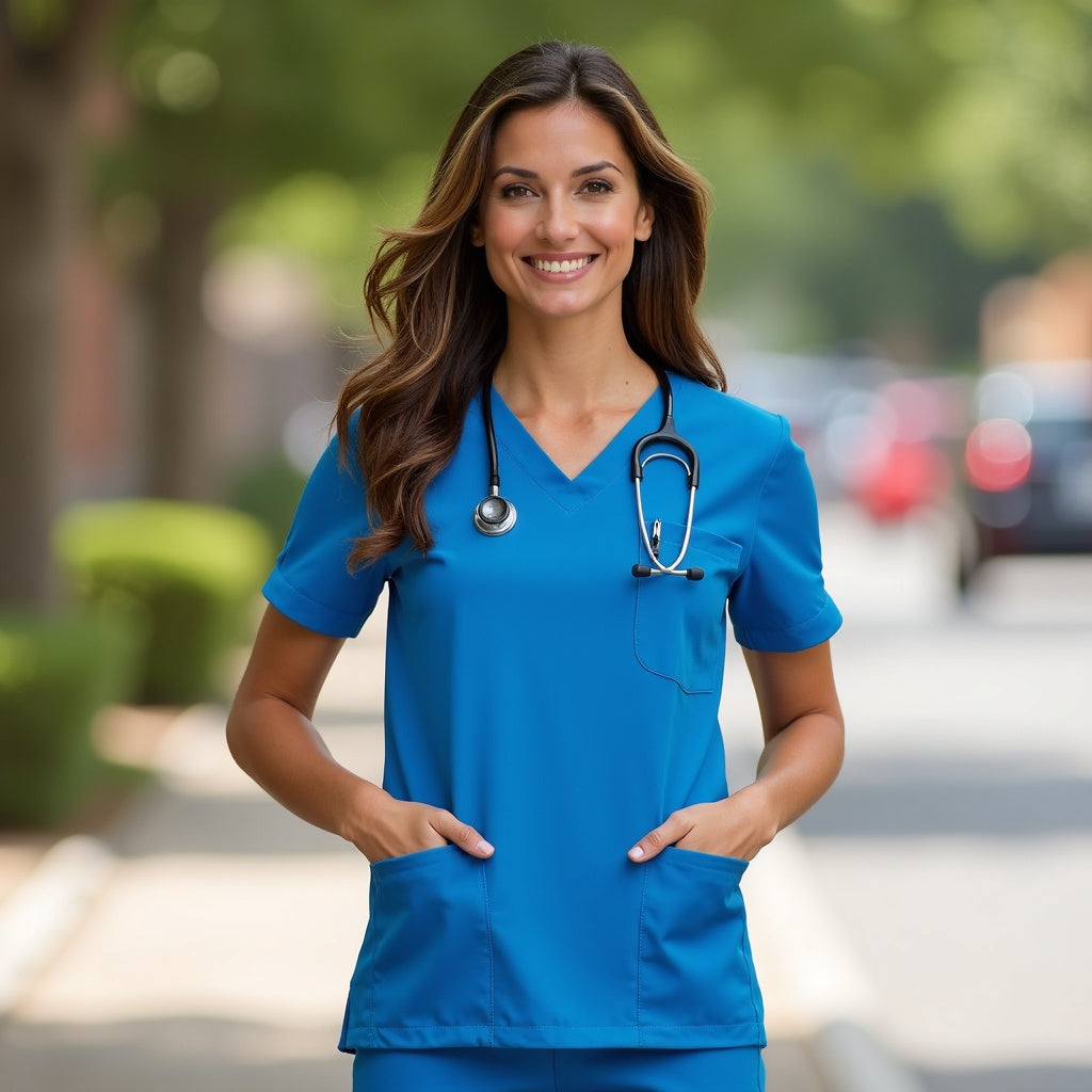 Surgical Scrub Top - New School Blue